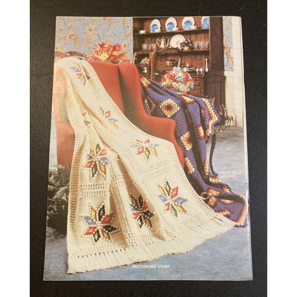 Crochet Afghan Pattern Book Ripple Patchwork Star Floral Blanket Knit Designs - Picture 6 of 6